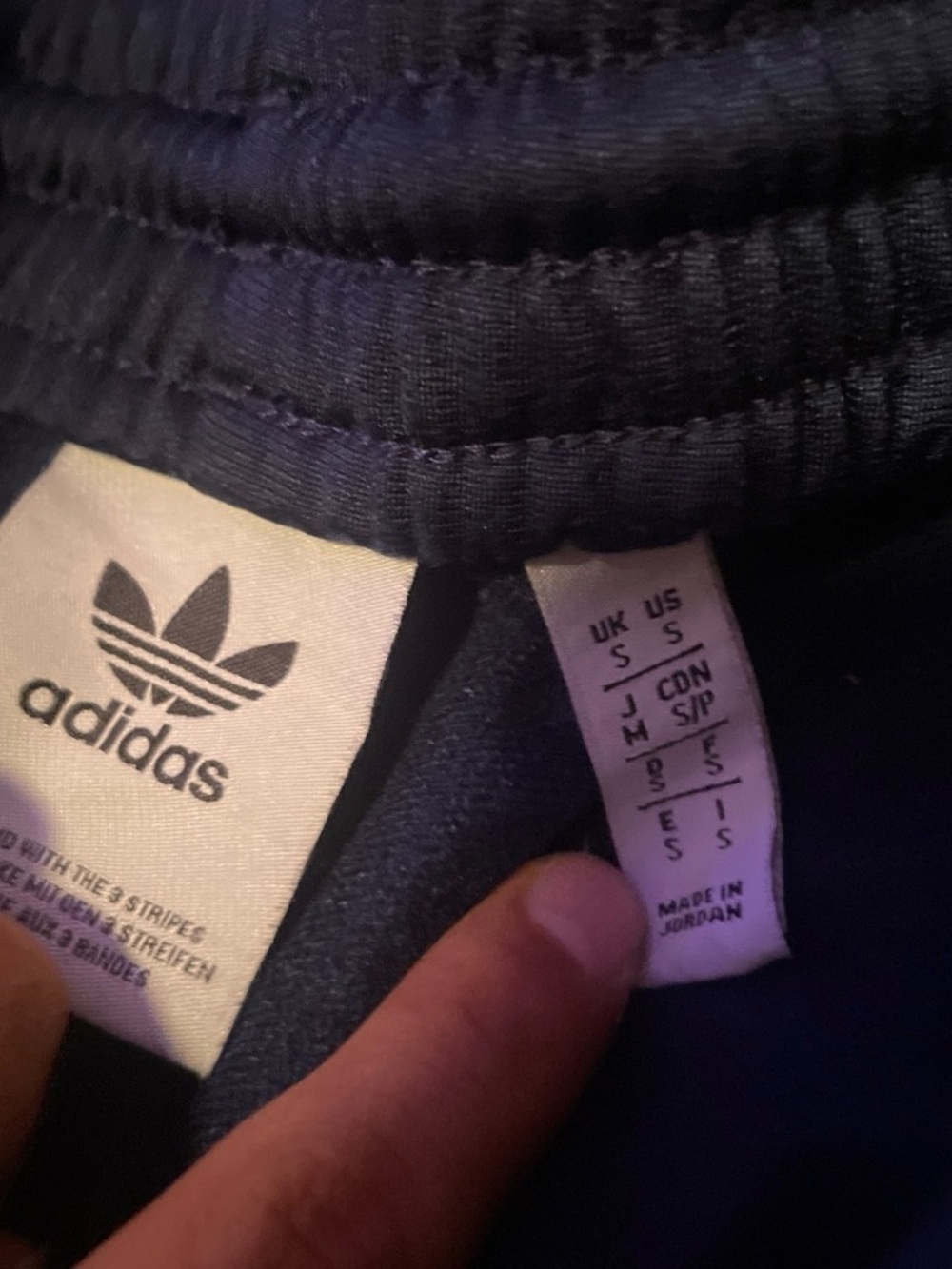 adidas Navy Blue Track Pants with White Three Stripes - Picture 3 of 3